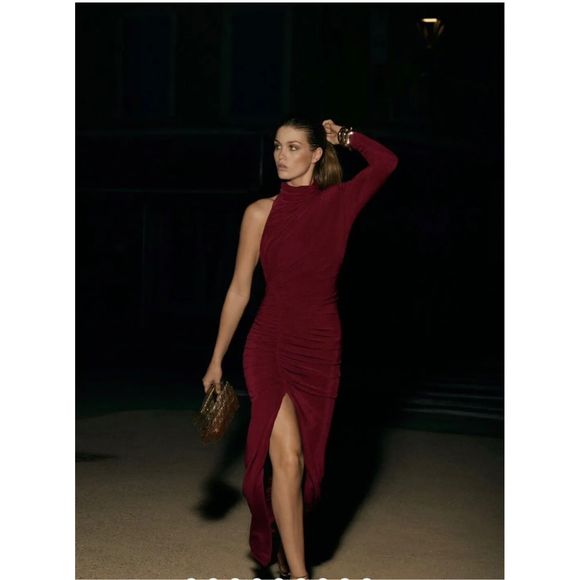 New Anthropologie MISHA Pauline Asymmetrical High-Slit Maxi Dress Size Us 10 - Picture 1 of 11